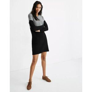 Madewell Colorblock Black & Gray Sweater Mini Dress L